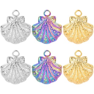 Cross-border oil pressure stainless steel shell personalized simple necklace female niche ins style clavicle chain pendant