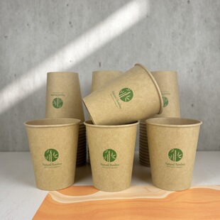 Disposable Bamboo Fiber Natural Paper Cup Household Thickeneded Cup Office Tea Food Grade Commercial Log