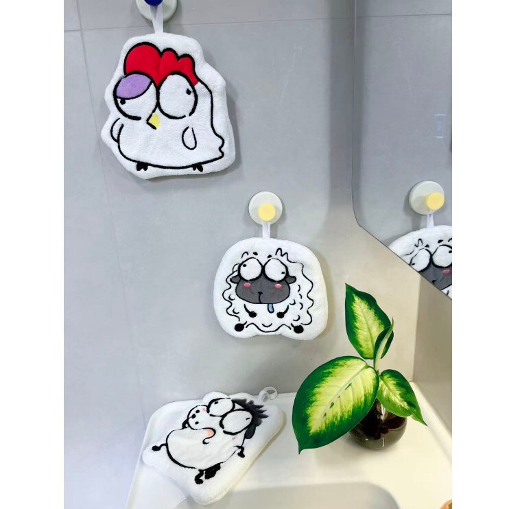 Angry Chicken Hand Towel Wall Hanging Rope Absorbent Thickened Kitchen Bathroom Hand Wiping Sheep Towel Wholesale
