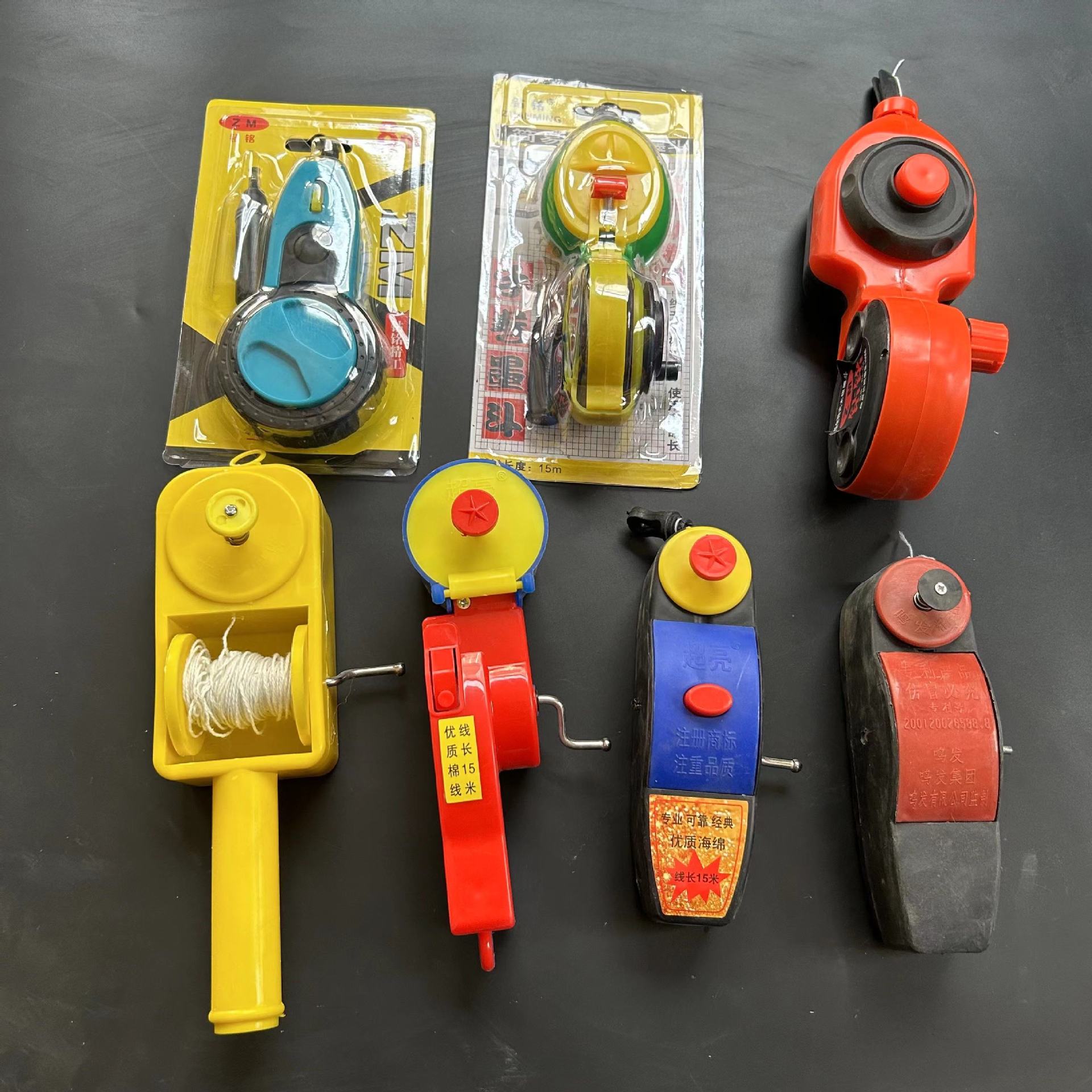 蓝色自动回线墨斗带墨汁墨盒钻铭工地划线器木斗画线工具轻便