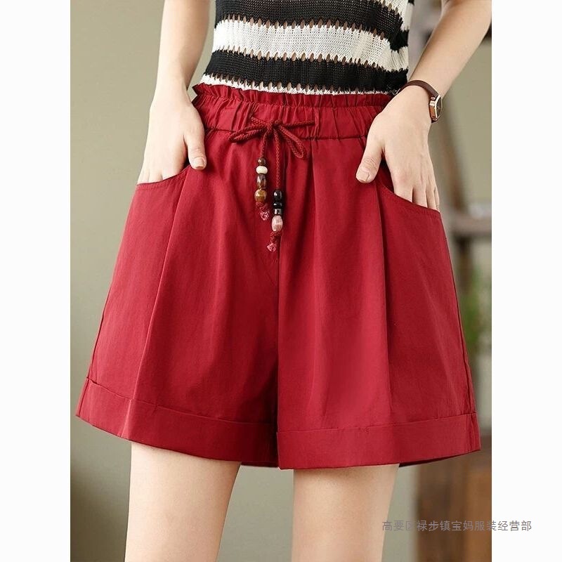 Fashionable Plus-Size Trendy Women's Summer New Thin A-Line Floral Shorts Loose Casual Wide-Leg Pants