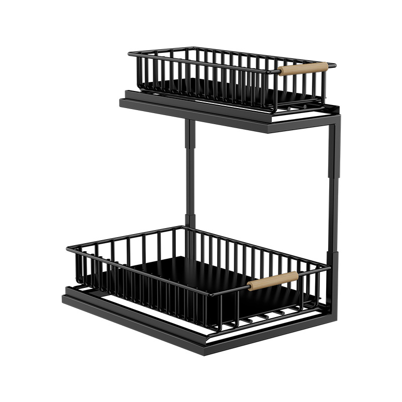 Pull-out two-tier spice rack