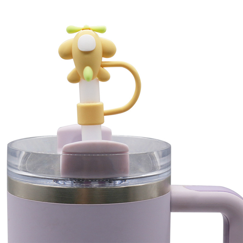 Nuevo producto Transfronterizo Amazon 8-10mm grado de protección ambiental tapa de pajita de PVC cubierta protectora de tubo a prueba de polvo de dibujos animados tridimensional