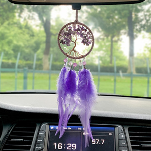 Cross-border European and American foreign trade Crystal gravel purple copper wire woven car accessories life tree fortune tree