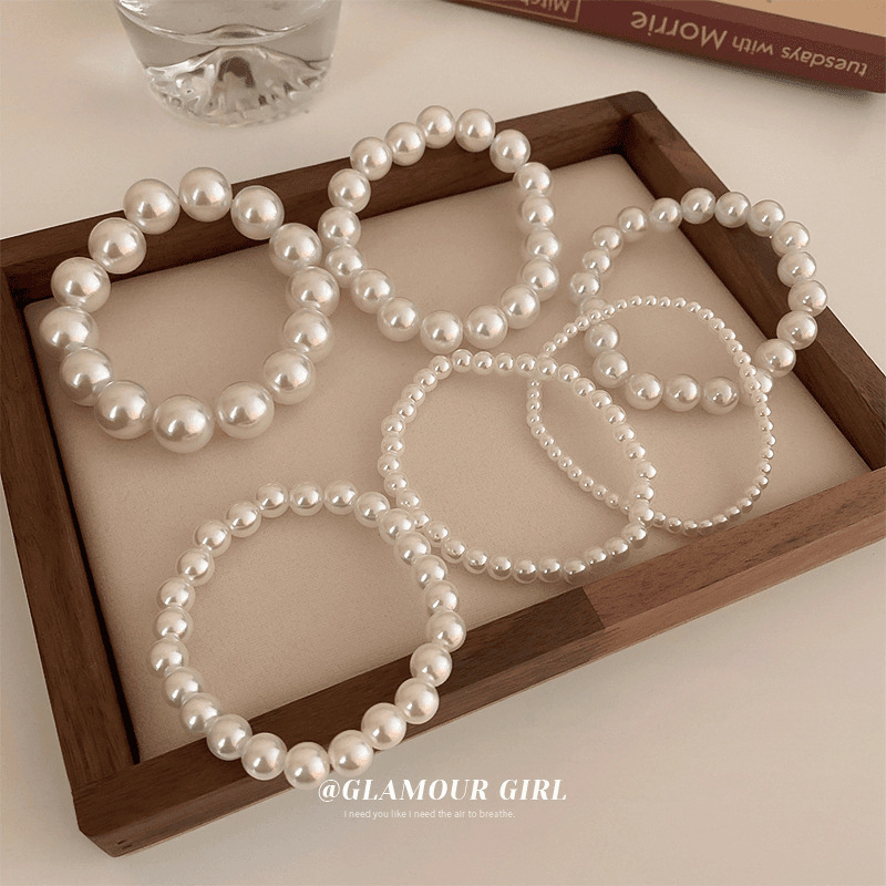 New Chinese-Style Pearl Beaded Elastic Bracelet, Light Luxury, Simple and Elegant Jewelry Wholesale 2024 New Model