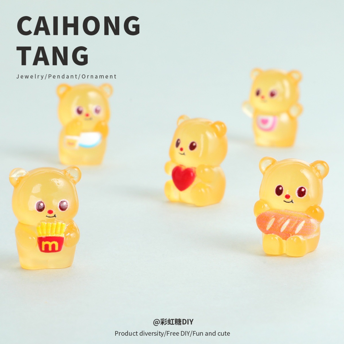 樹脂 diy かわいい装飾品発光ミニクマジュエリーアクセサリー自家製装飾品携帯電話ケースペンダント