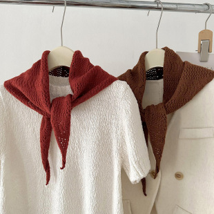 Scarf Autumn and Winter Atmosphere New Solid Color Fashion Knitted Triangle Scarf Neck Scarf Wool Scarf Shawl Wholesale