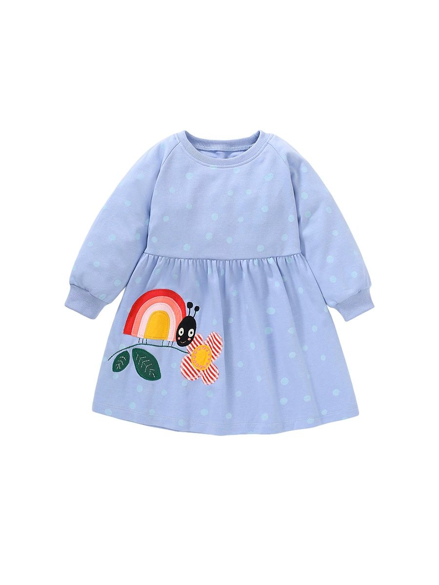 Платье (Little Maven) осеннее длинное рукавное хлопковое платье-свитшот, дети, европейский стиль, в горошек