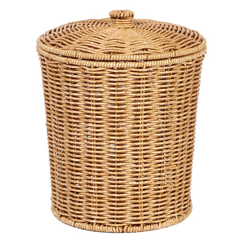 Basura de almacenamiento de mimbre cesta de lavandería grande ropa de mimbre olla caliente restaurante ropa cesta de almacenamiento tejido marco con tapa
