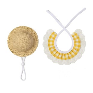 New Doll Sun Protection Straw Hat Cotton Baby Hat Dome Lace Mini Pet Hat Doll Hat Sun Hat