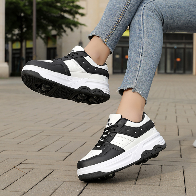 Boys and Girls Six-Wheel Heelys Shoes for Students and Teenagers 2025 New Roller Skates College Outdoor Multi-Functional Roller Skating Sports