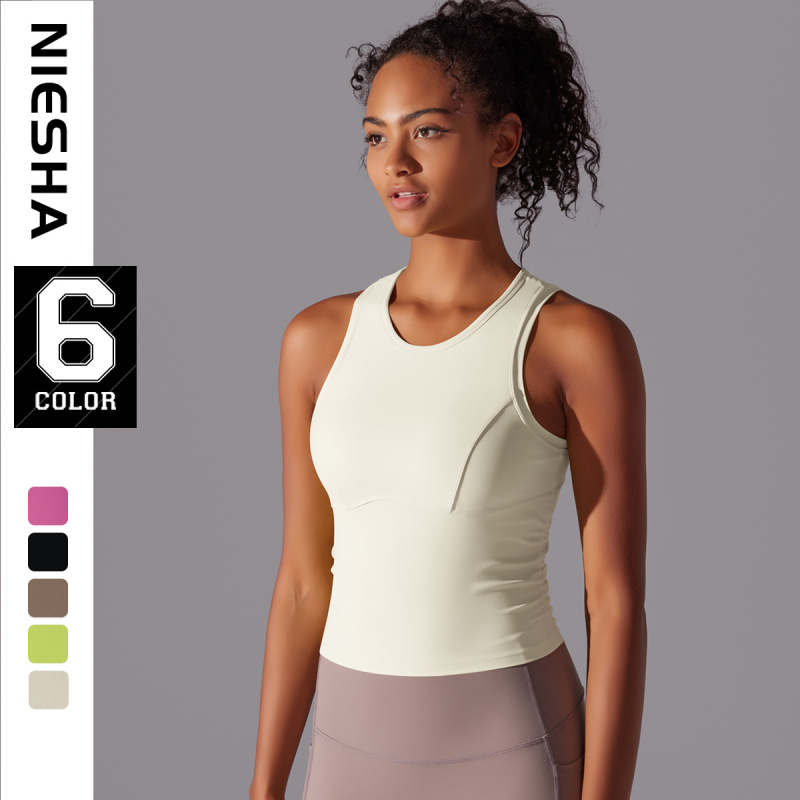 Professional yoga women's back-shaping sports running fitness breathable Pleated vest quick-drying fitness clothes Sexy Slim top