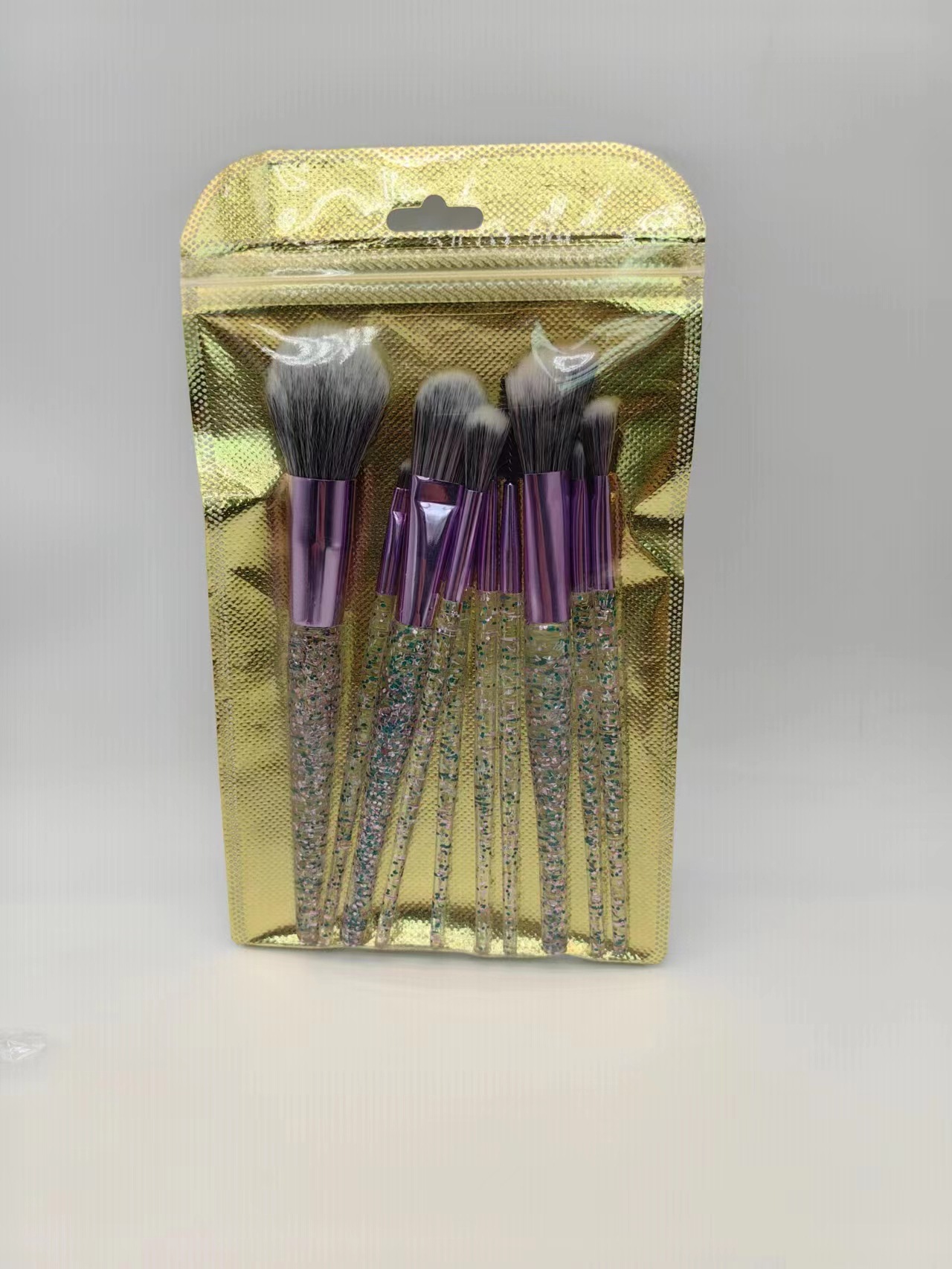 10 pinceles de maquillaje traje conjunto completo cristal transparente arenas movedizas cebolla en polvo herramientas de belleza cepillo suelto cepillo de sombra de ojos al por mayor