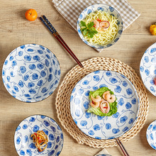 GW日本陶瓷日式叶唐草餐具和风家用菜盘子大汤面米饭碗釉下彩