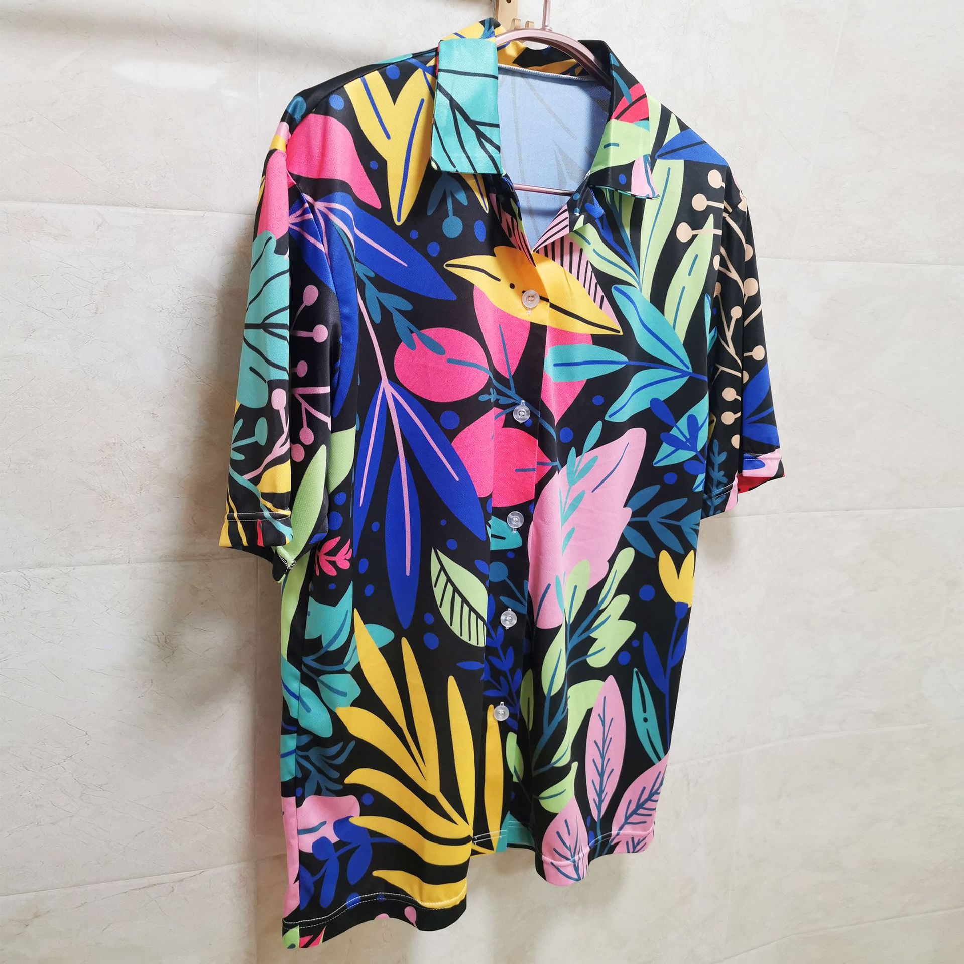 工厂定制  男女潮夏威夷花衬衫宽松大码运动速干清凉沙滩旅游冲浪