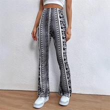 2025春秋季亚马逊wish速卖通波西米亚高弹紧身微喇型性感休闲裤女