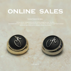 【藝森】小香歐美風金銀黑色字母A紐扣粗花呢外套大衣服金屬扣子