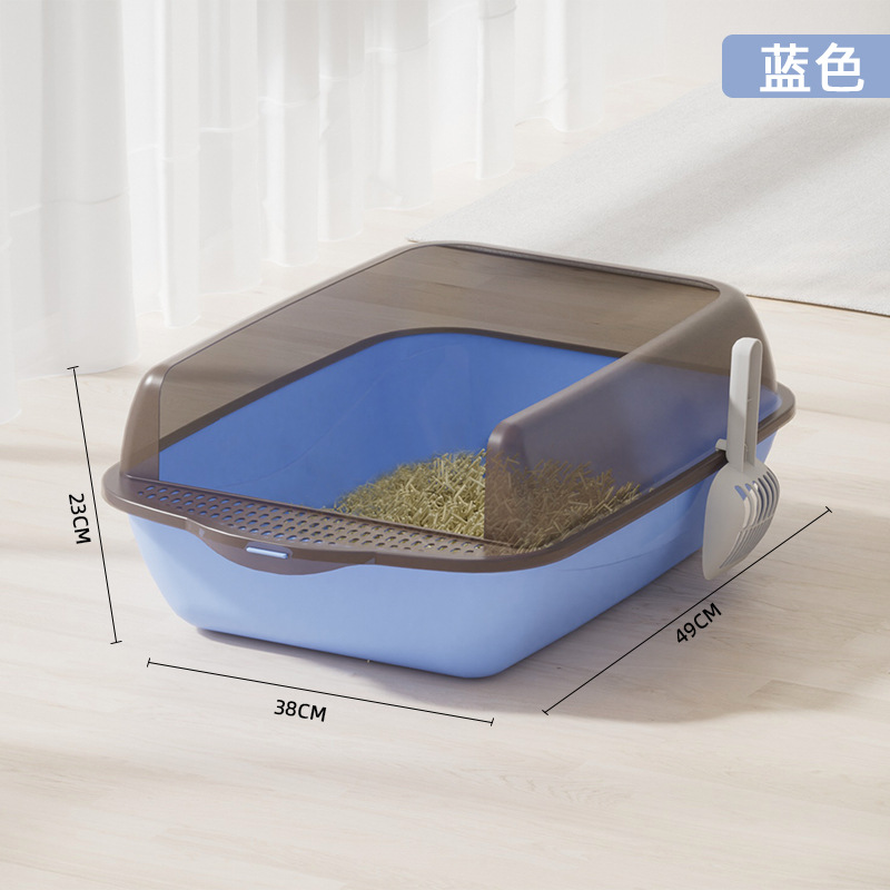 Gran caja de arena para gatos semicerrada para evitar salpicaduras externas, fácil de limpiar, pañales para gatos, pala, fábrica de inodoros para gatos
