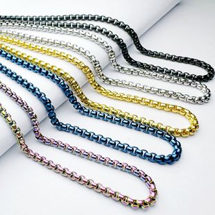 New New Hot Cross-border Jewelry Square Pearl Chain Necklace Titanium Steel Square Pearl Chain Stainless Steel Chain Wholesale