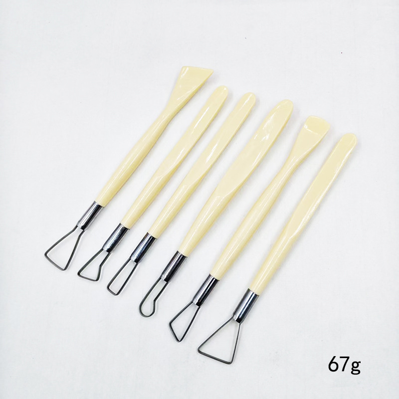 점토 다듬기 플랫 와이어 나이프 6개 세트(PVC 가방)
