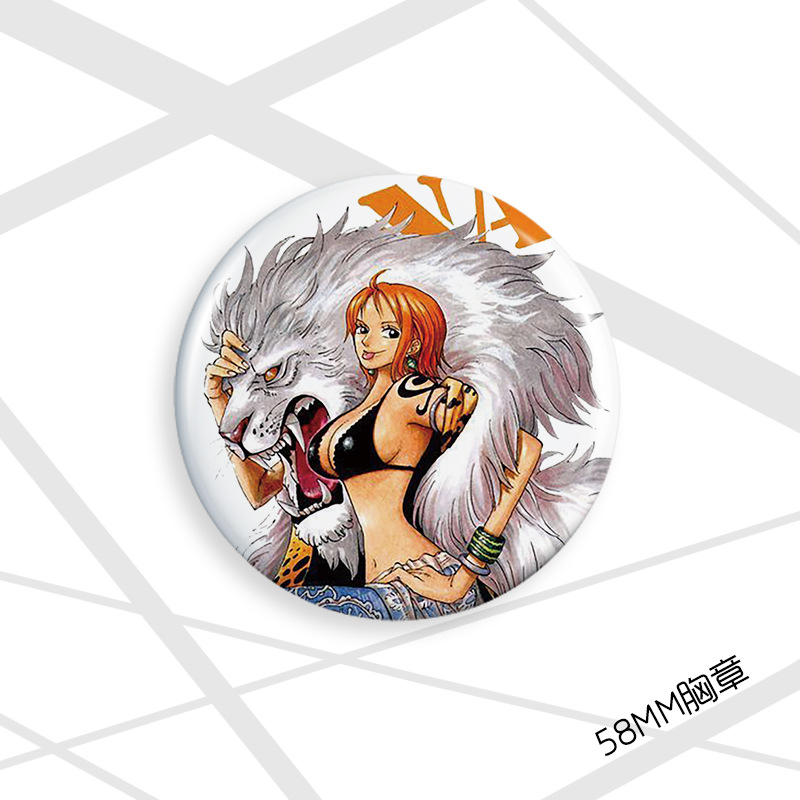 Insignia pirata 58mm Luffy Joba Sauron Nami Xiangji Ace insignia de dibujos animados broche de regalo