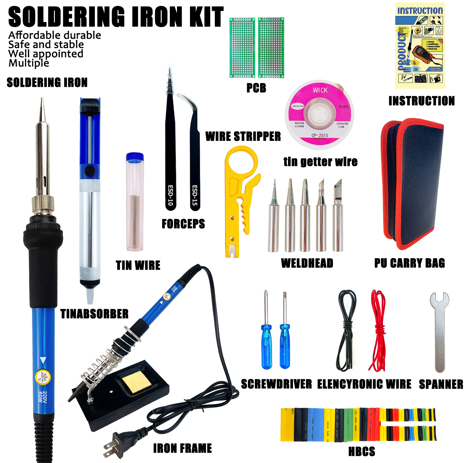 Control de temperatura transfronteriza soldador eléctrico 60W reparación del hogar soldadura pluma americana y europea estándar 110v220V soldadura eléctrica pluma herramienta traje