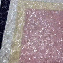 涤氨弹力网水晶亮片面料玫瑰花乱纹珠片半裙礼服蕾丝旗袍网纱面料