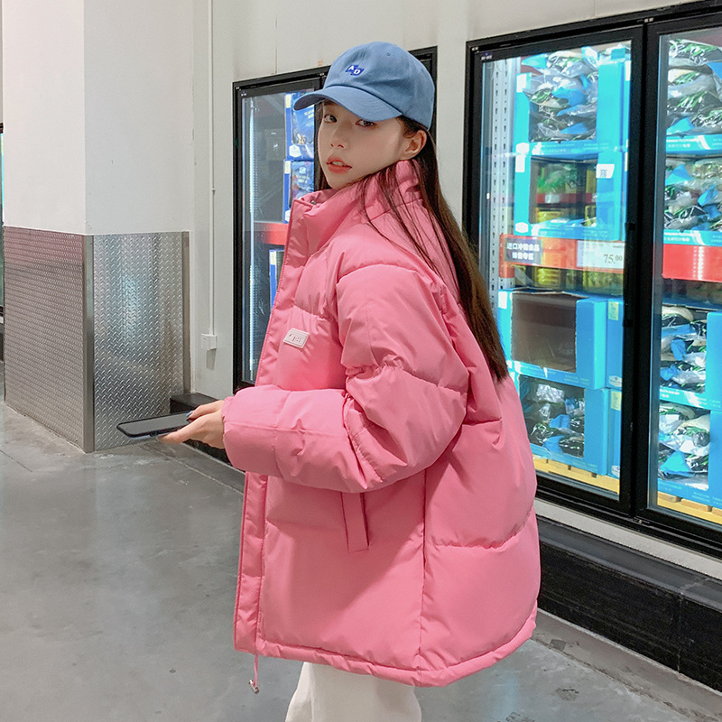 2023 Winter New Down Cotton Coat Women's Loose BF Style Stand Neck Short Cotton Coat Thickened Student Bread Shirt_voghion.com