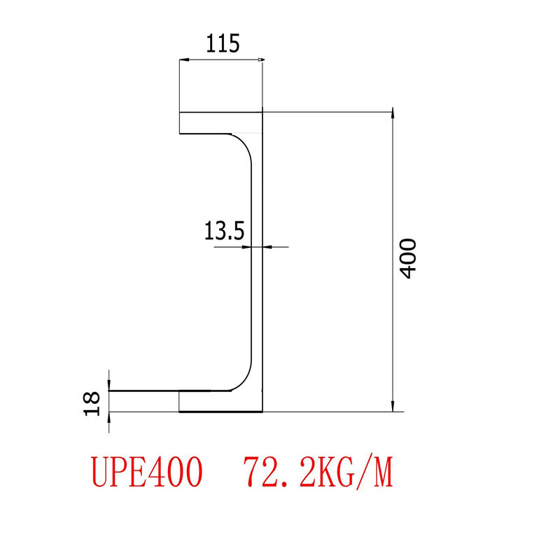 欧标槽钢UPE400规格400*115*13.5*18理算下差