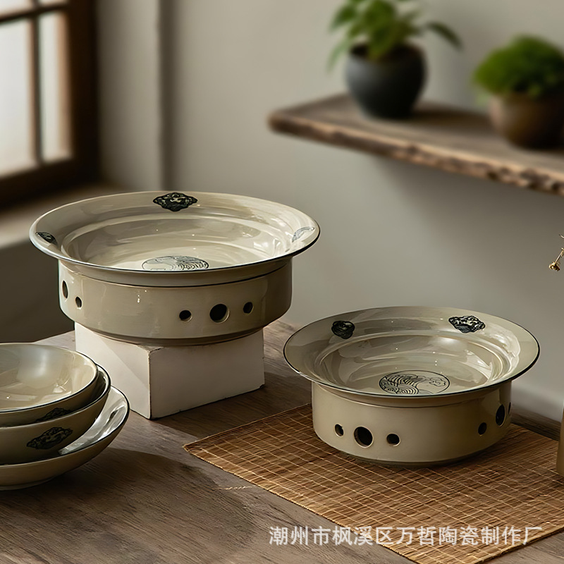 Heated Dry Pot Alcohol Candle Insulated Dish Plate Fish Pot Commercial Creative Personalized Hotel Tableware Ceramic Restaurant Open Stove