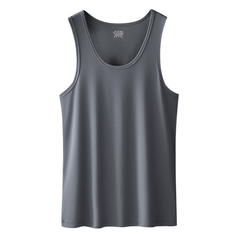 80 hielo de seda modal de primavera y verano de los hombres chaleco camiseta sin mangas deportes fitness delgada en forma de I camisa de fondo en stock