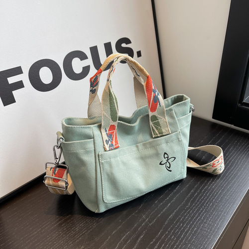 Ladies' Leisure Shoulder Bags 2024 New Canvas Tote Bags Simple Leisure School Commute Crossbody Bags High Style