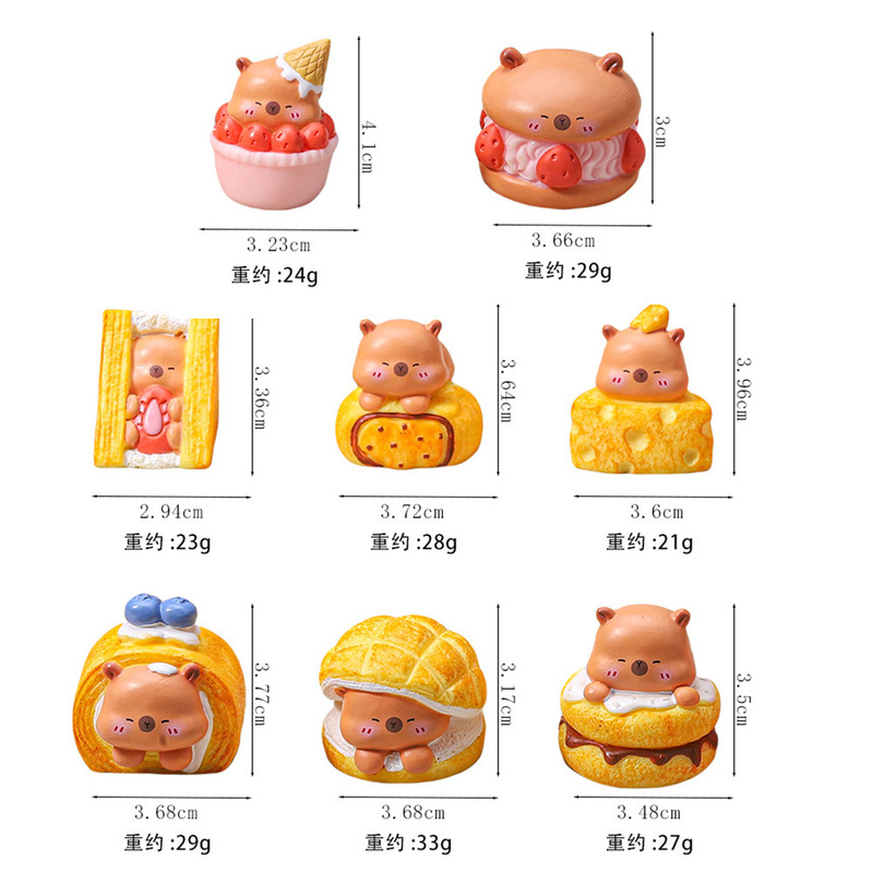 カピバラデザート食品おもちゃミニチュアシーンドールハウス寝室アクセサリー diy ブラインドバッグかわいい樹脂アクセサリー|undefined