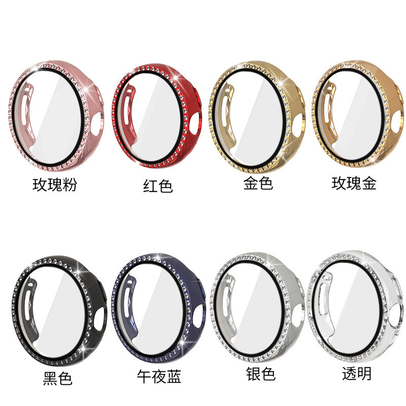 适用谷歌Google Pixel Watch单排钻一体壳pc钢化膜手表保护套表壳