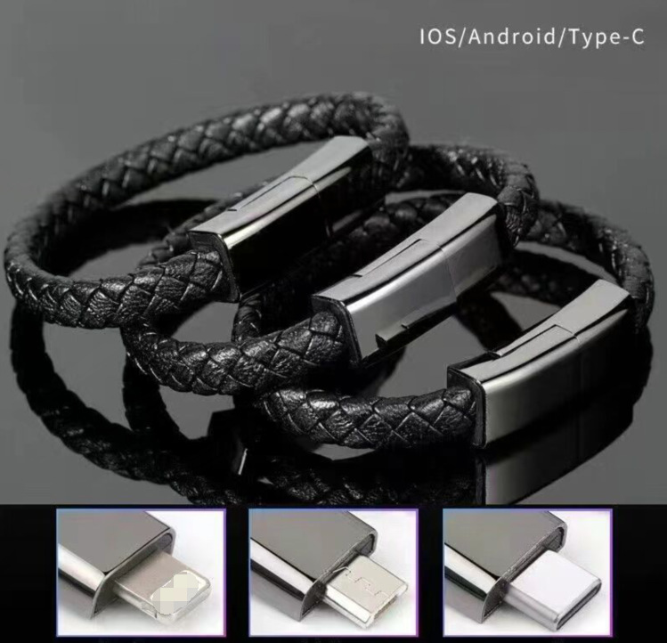 Amazon popular bracelet data cable for Apple Android fast power bank short charging cable