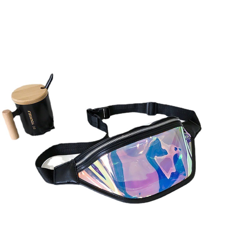 Nueva riñonera de gran capacidad, bolso de pecho de TPU de color mágico de un solo hombro, bolso de mensajero deportivo transparente láser, bolso de PVC trasero para mujer