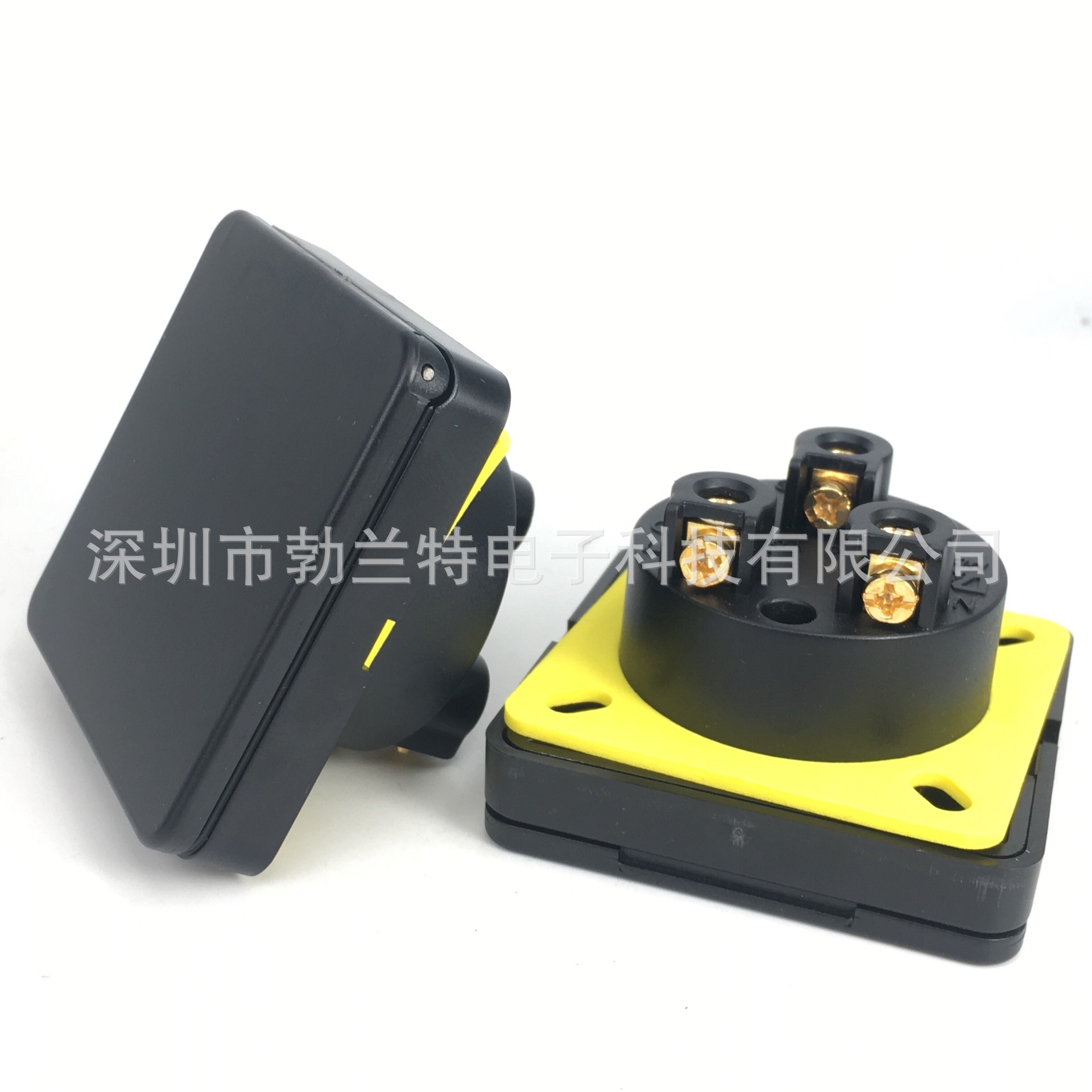 AC电源插座工业插座带防水盖 万能孔3孔防水防灰工业接线插头插座