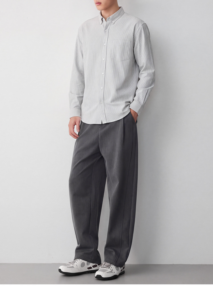 Áo sơ mi nam Oxford sọc xanh dài tay cotton — sọc xanh chi tiết 23