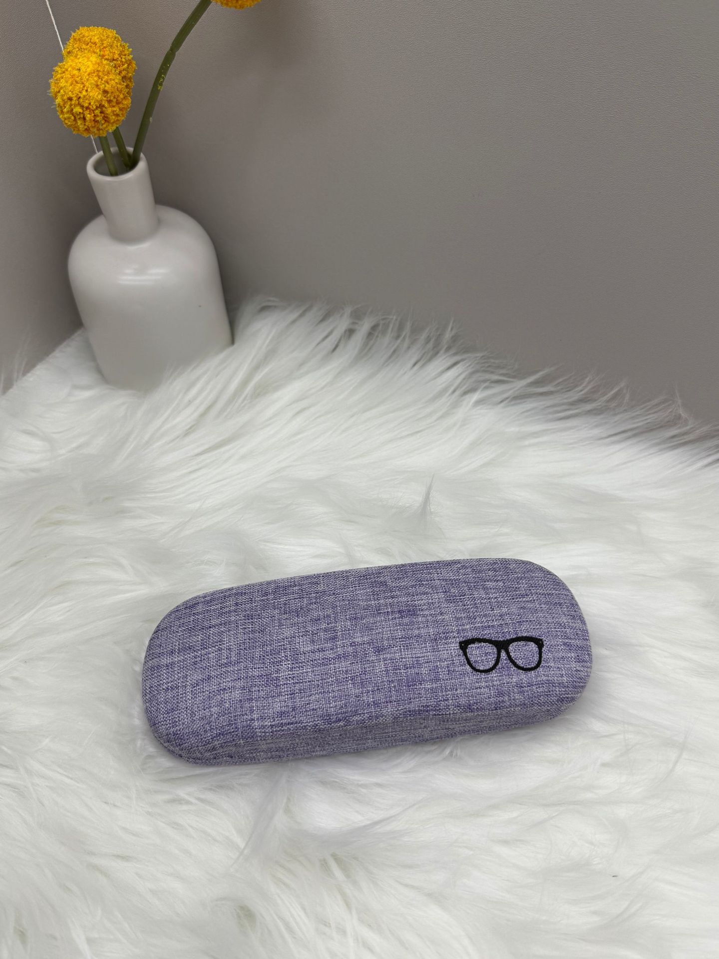 Caja de gafas de lino grande al por mayor en stock nuevo miopía puede imprimir una pequeña caja de almacenamiento de gafas rectangulares frescas