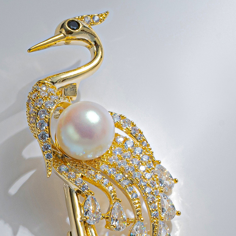 Modern Style Crane Copper Plating Unisex Brooches display picture 8