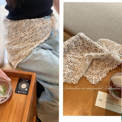 インス風三角スカーフ、プリント不規則ウエストスカーフ、バットカーテン、中空ニット薄手ショール、レーススカーフ