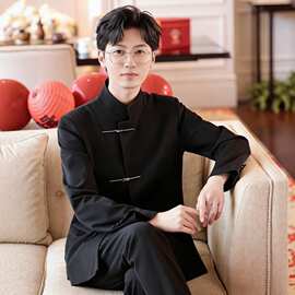 国潮牌新中式西装男士春秋新款中国风中山装立领西服外套百搭流行