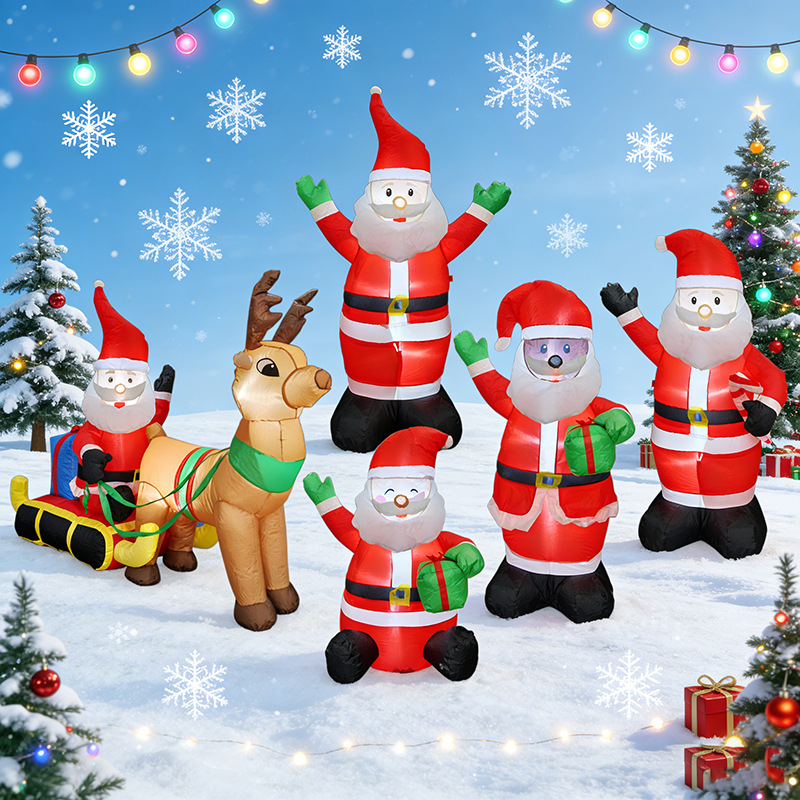 Explosiones transfronterizas inflables Santa Claus personalizado con luces de Navidad modelo de aire patio decoración de vacaciones trineo de alce