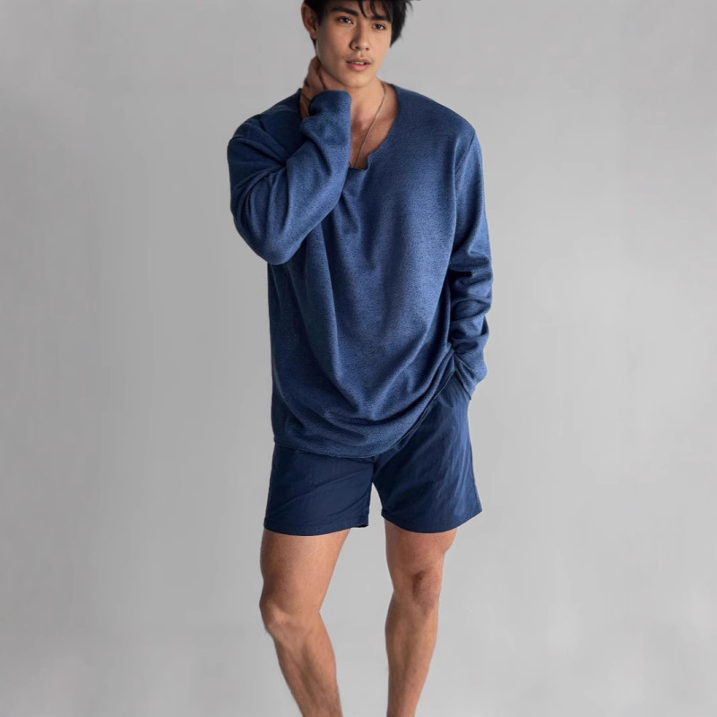 Lightweight and Breathable Sun Protection Blouse Long-Sleeved Knitted T-Shirt Men's Spring and Summer American Style Casual Loose T-Shirt