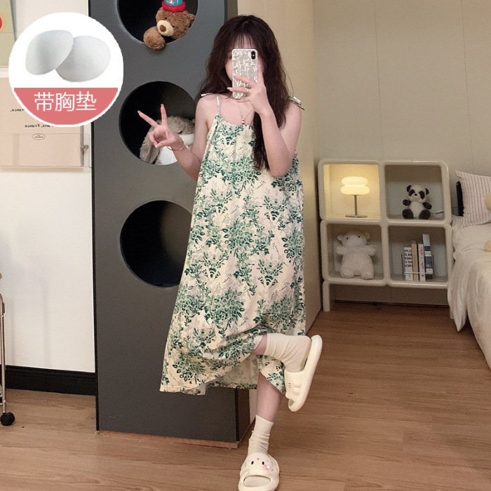 Pijamas de verano, ropa de dormir de cinturón de pecho delgada, ropa de dormir de estudiantes frescos, ropa de algodón al por mayor.