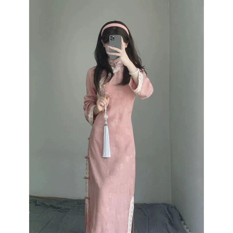 Леди Cheongsam осенняя модель 2023 новая женская одежда новая китайская текстура богини Fan улучшенная одежда для волос