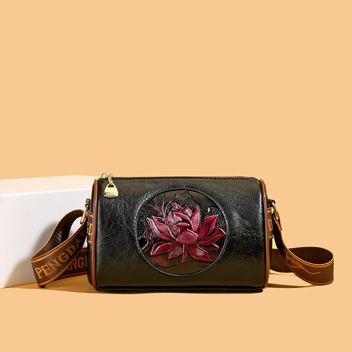 2025 Patterned Pillow Shoulder Bag Vintage Southeast Asia Bag Mother Middle-Aged Printed Ethnic Bag