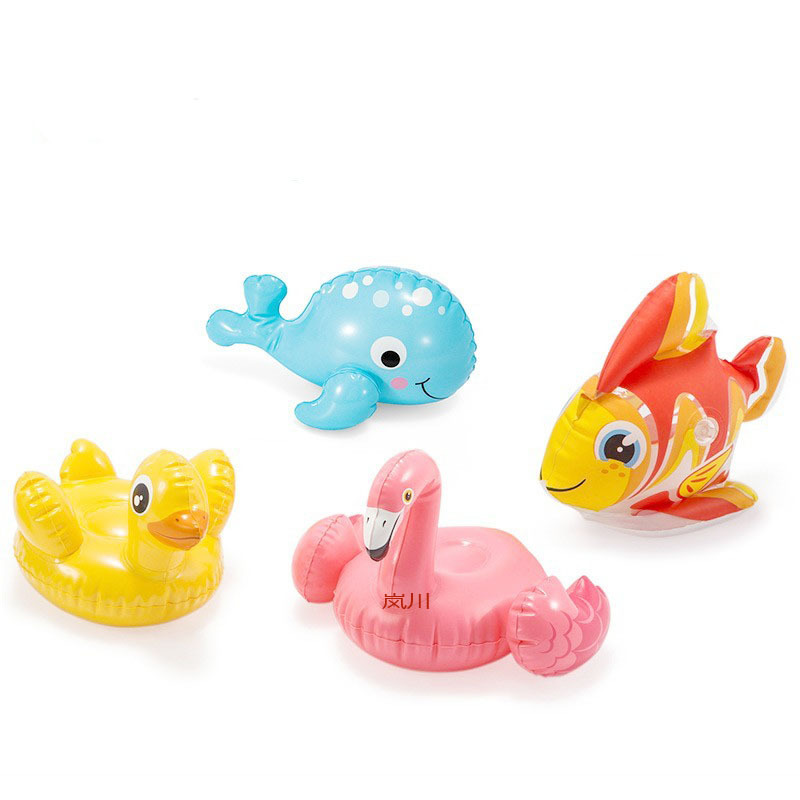 PVC充气游泳小黄鸭子PVC充气小海豚游泳戏水小恐龙玩具厂家供应