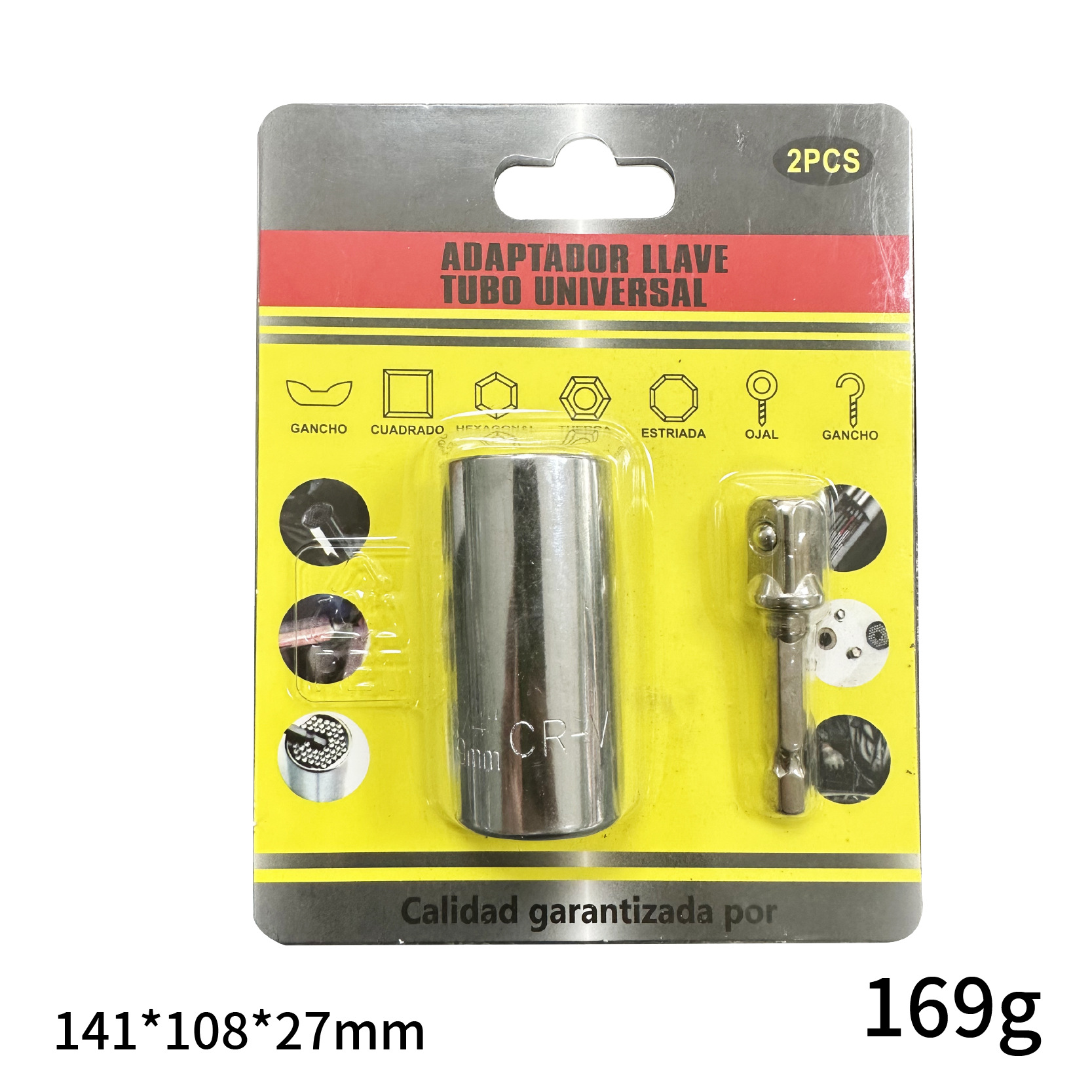 Extensión de Vaso Yunbei Métrico de 7-19 mm con Vástago Hexagonal de 3/8 Pulgadas, Vaso Mágico con Trinquete Plateado de 1/4-3/4 Pulgadas