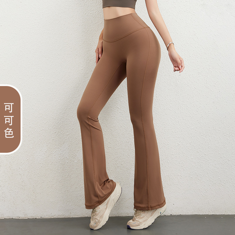 Pantalones de yoga pantalones acampanados desnudos Levantamiento de cadera cintura alta bolsillo deportes fitness Pantalones deportes fitness pantalones polainas desgaste exterior